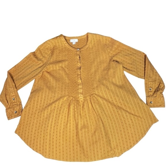 J.JILL Yellow Mustard Tunic Boho Long Sleeve Peasant Blouse Top Size XS Petite - Picture 8 of 16